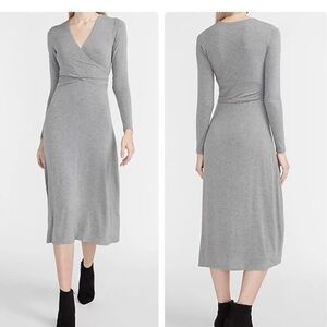 NWT  Express Minimalist Lagenlook Gray Wrap Dress Size XS